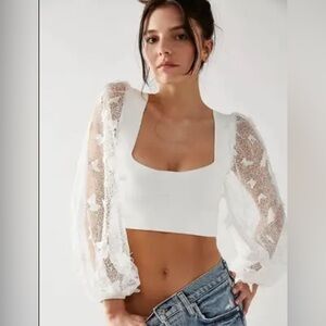 Intimately by Free People Lace Sleeve Women's Top